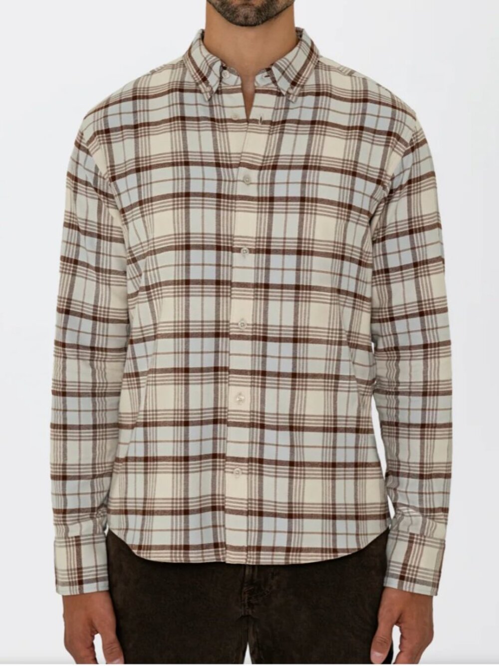 Aetos Tan + Brown Button Up Flannel in Medium